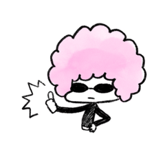 [LINEスタンプ] ピンクのアフロ1