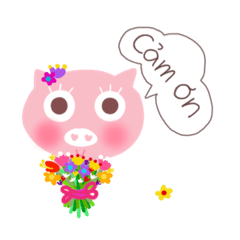 [LINEスタンプ] 幸運を祈る ピンクの豚(ベトナム語)