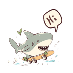 [LINEスタンプ] サメのスケボー