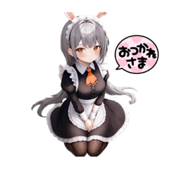 [LINEスタンプ] ホワイトメイドバニーガール