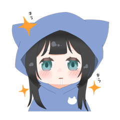 [LINEスタンプ] 猫が好きな黒髪の子