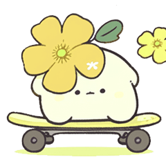 [LINEスタンプ] お花とスケボー