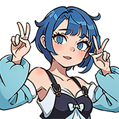 [LINEスタンプ] 蒼髪のあおいちゃん