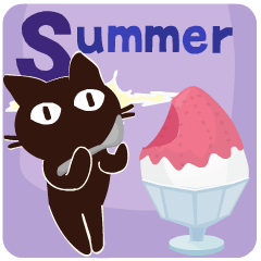 [LINEスタンプ] 動く！大人かわいい絵本の猫28 夏やすみ英語