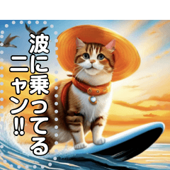 [LINEスタンプ] 【猫】波乗りにゃんこ