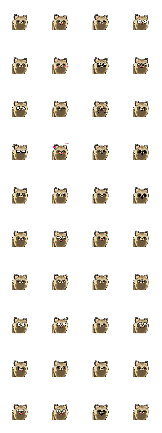 タヌキの表情のスタンプ詳細