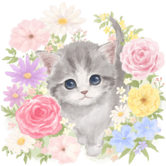 [LINEスタンプ] 大人かわいい♡ねこと花のスタンプ 修正版