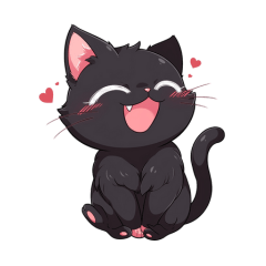 [LINEスタンプ] 黒猫ナナ_ピンク耳猫