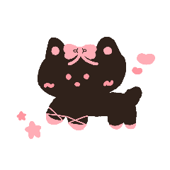 [LINEスタンプ] りぼん黒猫のシュシュ