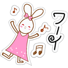 [LINEスタンプ] シール調スタンプ うさぎのブロン 日常版