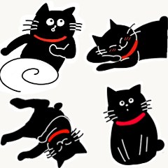 [LINEスタンプ] くろねこのしっぽ丸