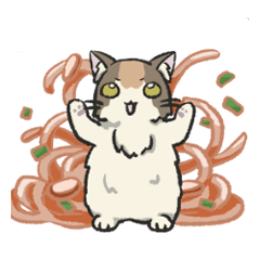 [LINEスタンプ] 三毛猫スタンプ～食べ物編～