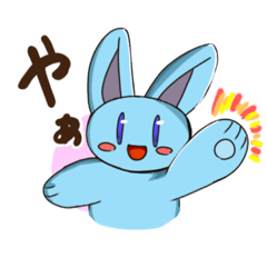 [LINEスタンプ] new 青色ふわうさぎ