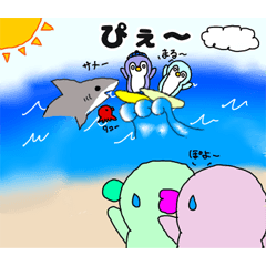 [LINEスタンプ] ゆるーいペンギン6 海のともだち