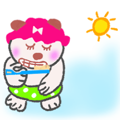 [LINEスタンプ] ずぼらな白くま夢ちゃんの一日