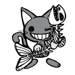 [LINEスタンプ] Shadow cat with Fishbone！