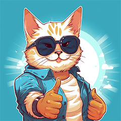 [LINEスタンプ] サングラスをした猫のいいねポーズ4
