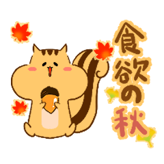 [LINEスタンプ] 食いしん坊な りす 秋