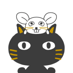 [LINEスタンプ] 黒ネコと白ネズミ☆日常の画像（メイン）