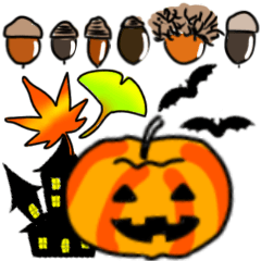 [LINEスタンプ] どんぐりとハロウィン【キャラなし】