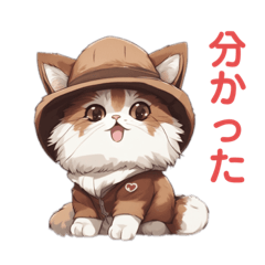 [LINEスタンプ] 帽子を被った茶猫(日常会話)