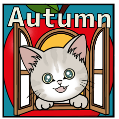 [LINEスタンプ] 【秋ver】毎日使える【仔猫のぽんにゃん】の画像（メイン）
