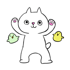 [LINEスタンプ] ねこのしろちゃんとトリ