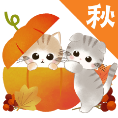 [LINEスタンプ] 背景が動く！水彩♡ふわふわ♡秋の子猫の画像（メイン）