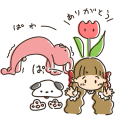 [LINEスタンプ] 女の子と動物ときどき植物