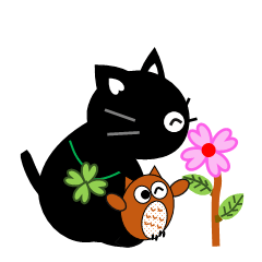 [LINEスタンプ] ほんわか「黒猫とふくろう」