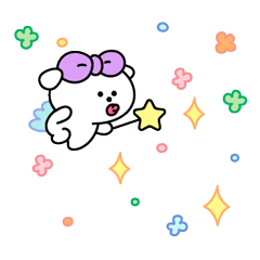 [LINEスタンプ] BEBE RIBBON PUPPY(ver.Eng)