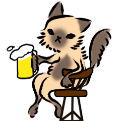 [LINEスタンプ] 馴染みのお店に質問する猫（鳥獣戯画風）