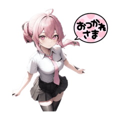 [LINEスタンプ] ピンクスクールガール 制服