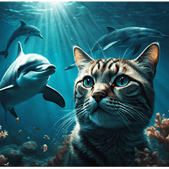 [LINEスタンプ] 海の中の猫の画像（メイン）