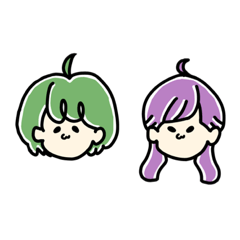 [LINEスタンプ] ぐりーん＆ぱーぷる