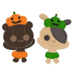 [LINEスタンプ] くまうさ秋冬【ハロウィン＆お正月】