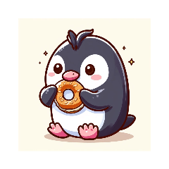[LINEスタンプ] 食べる事と寝る事が大好きかわいいペンギン