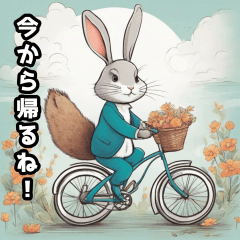 [LINEスタンプ] ウサギと乗り物