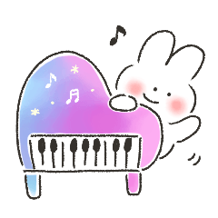 [LINEスタンプ] ゆるいろピアノ と しろうさぎ