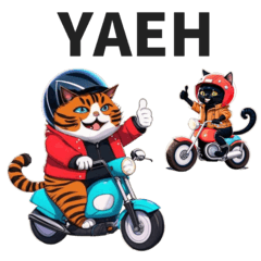 [LINEスタンプ] バイク猫-赤ジャケ-【修正版】