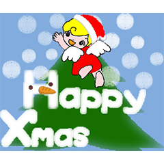 [LINEスタンプ] 天使が魔法で雪を文字にする