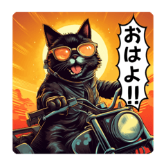 [LINEスタンプ] バイク大好き！黒猫ライダー！