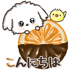 [LINEスタンプ] 愛犬家のわんこ♡シロ[食べ物vol,2]♡挨拶の画像（メイン）