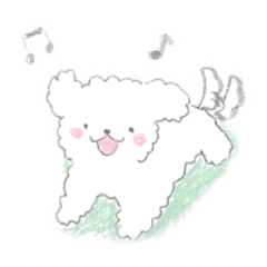 [LINEスタンプ] もふもふの白いイヌのスタンプ