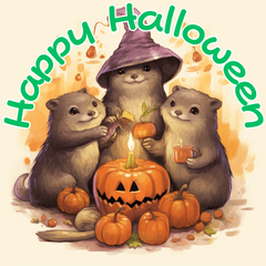 [LINEスタンプ] かわうそのハロウィンナイト