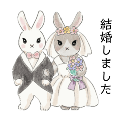 [LINEスタンプ] 結婚しましたWeddig Rabbits