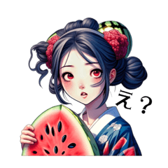 [LINEスタンプ] 西瓜娘。美少女。