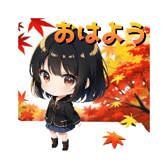 [LINEスタンプ] 紅葉と黒髪の女の子