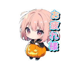 [LINEスタンプ] かぼちゃとピンク女の子