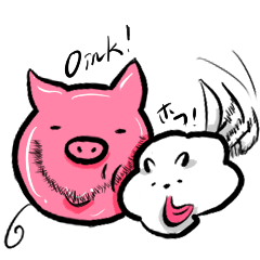 [LINEスタンプ] 豚おじさんとラッキー